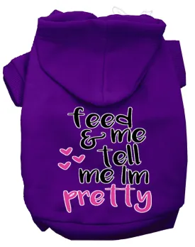 Tell Me I'm Pretty Screen Print Dog Hoodie Purple M