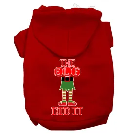 The Elf Did It Screen Print Dog Hoodie Red Xs