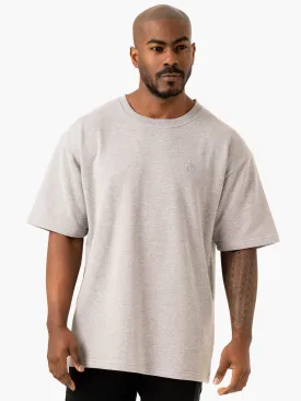 Throwback Oversized Fleece T-Shirt - Grey Marl