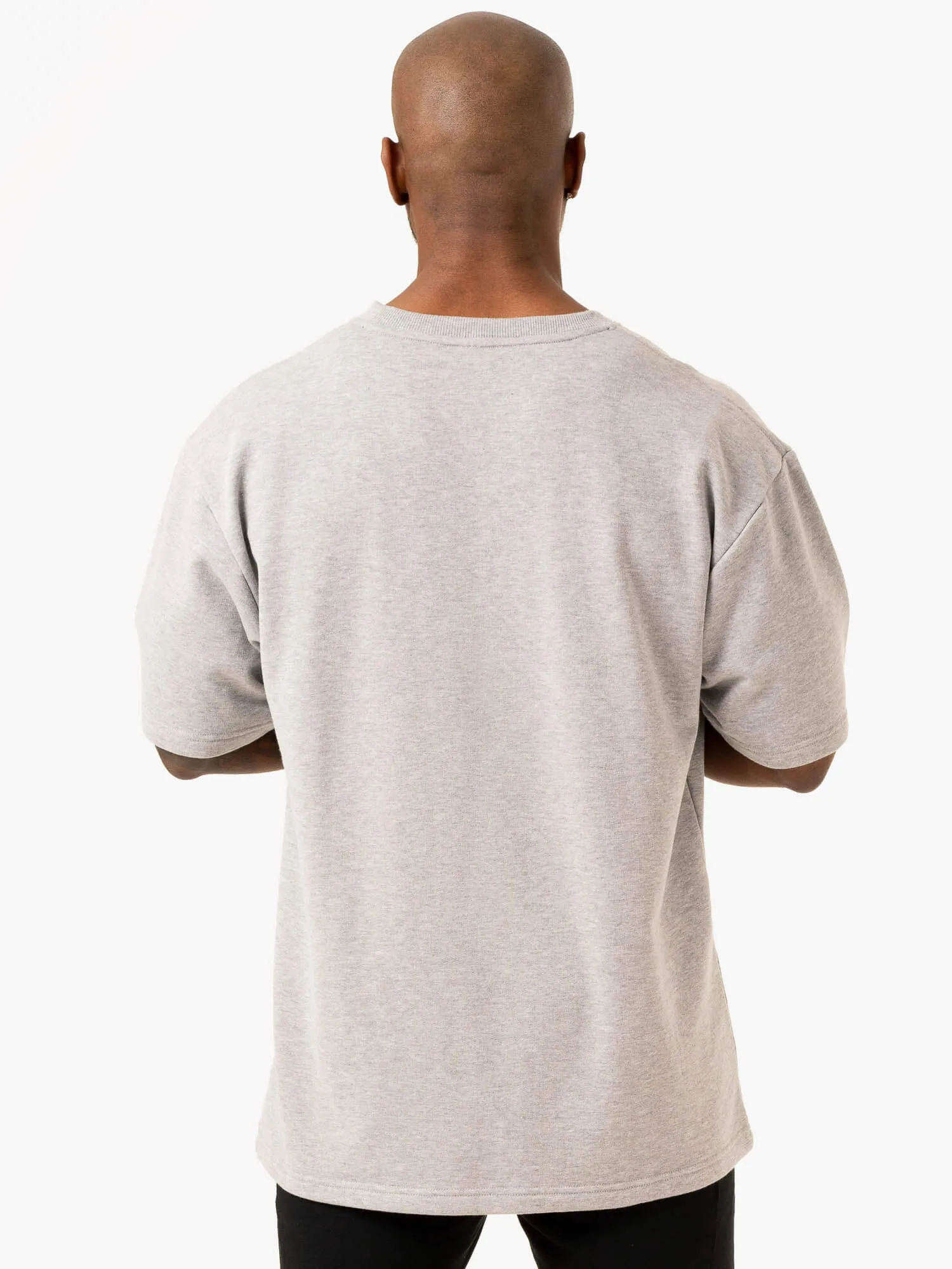 Throwback Oversized Fleece T-Shirt - Grey Marl