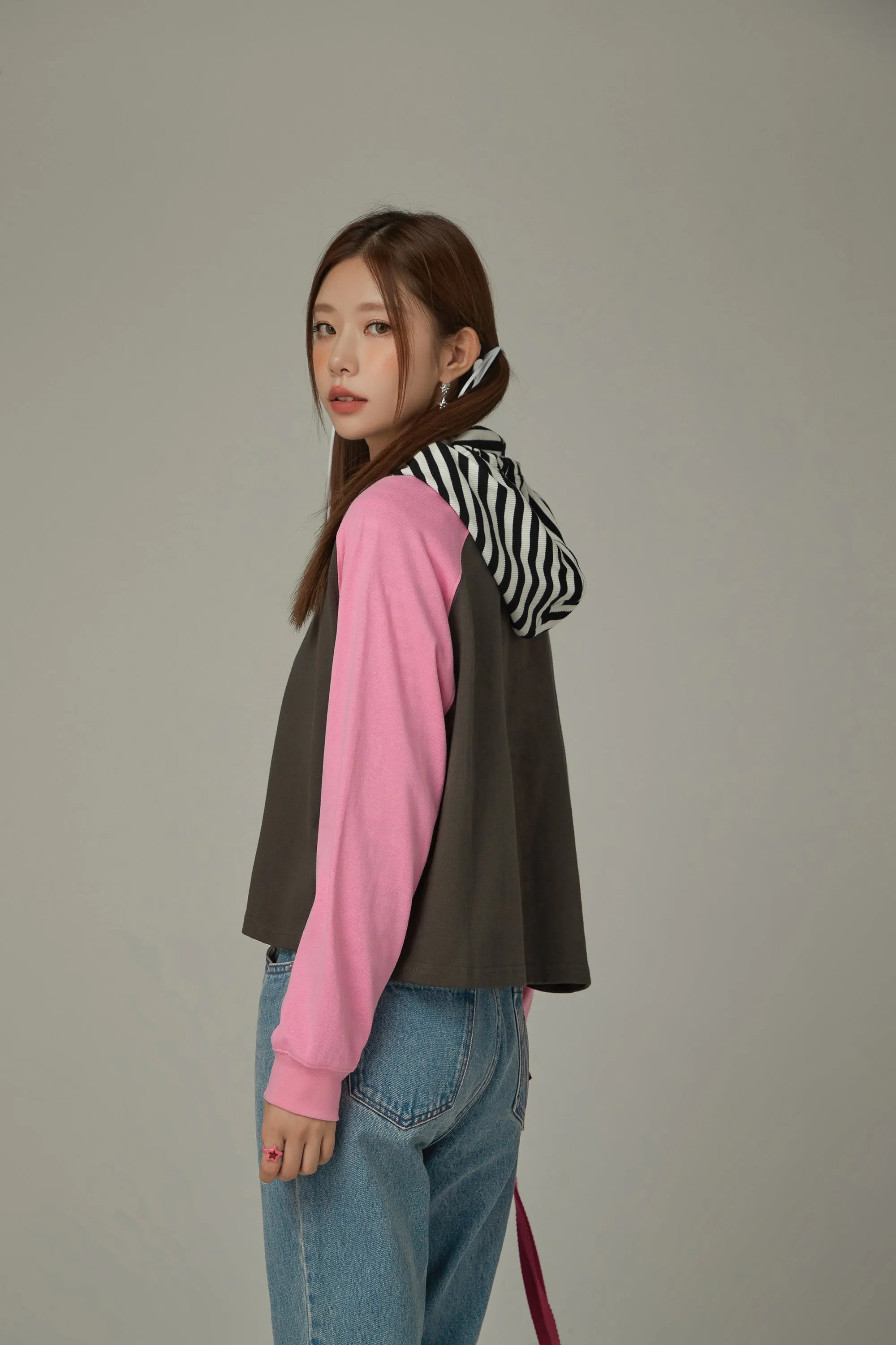 Two Toned Loose Fit Long Sleeve T-Shirt