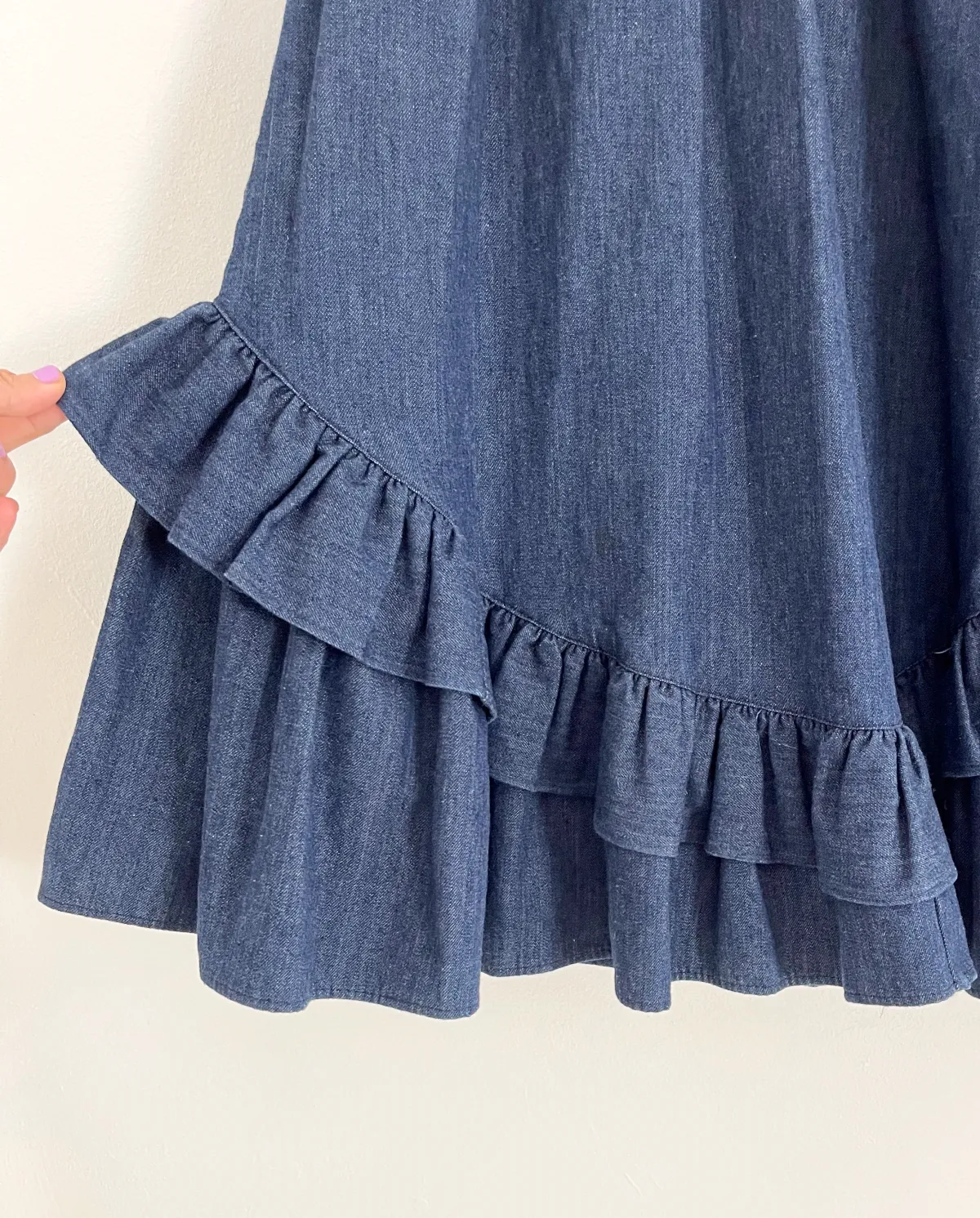 Vintage Denim Ruffle Peasant Skirt