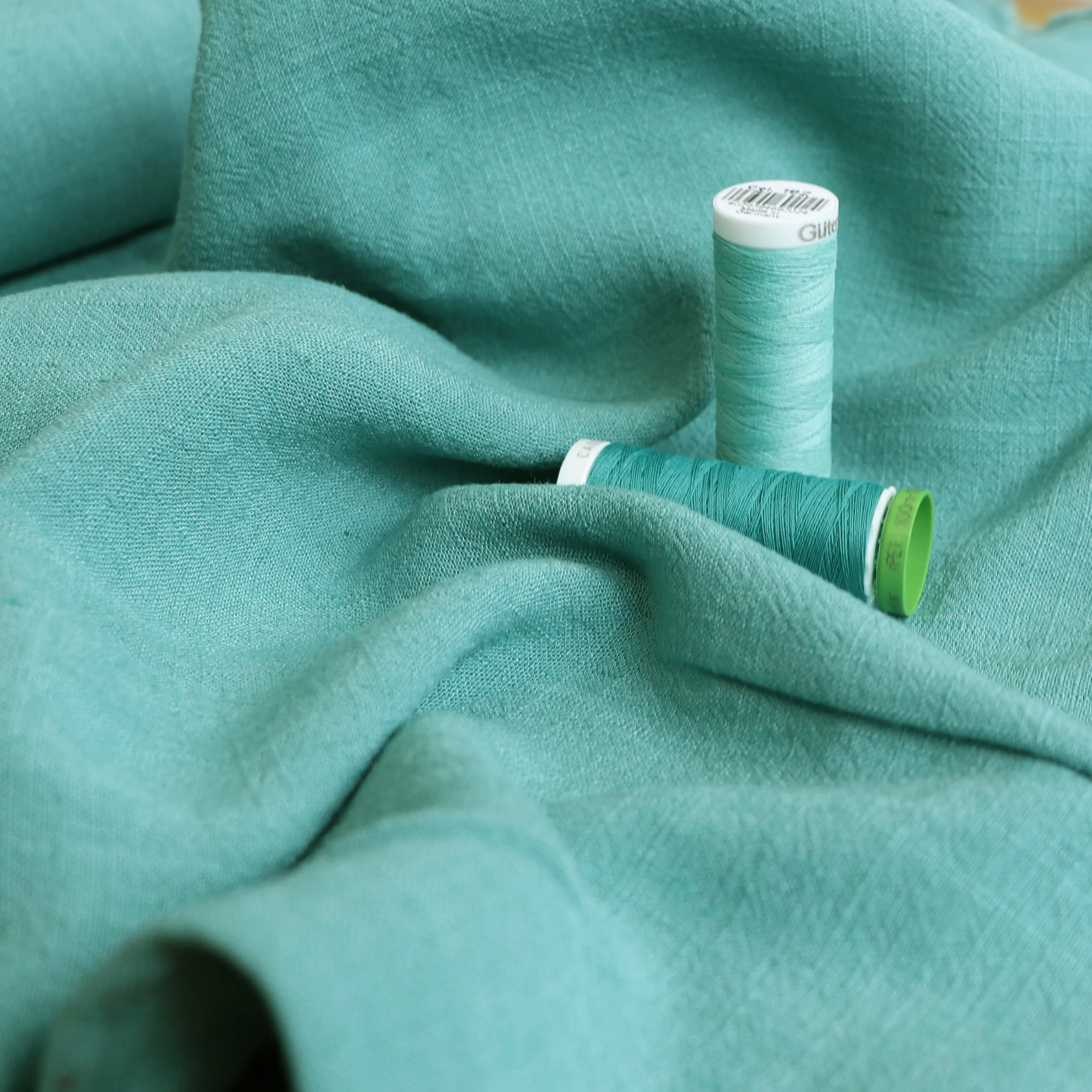 Viscose Linen Slub - Turquoise Blue