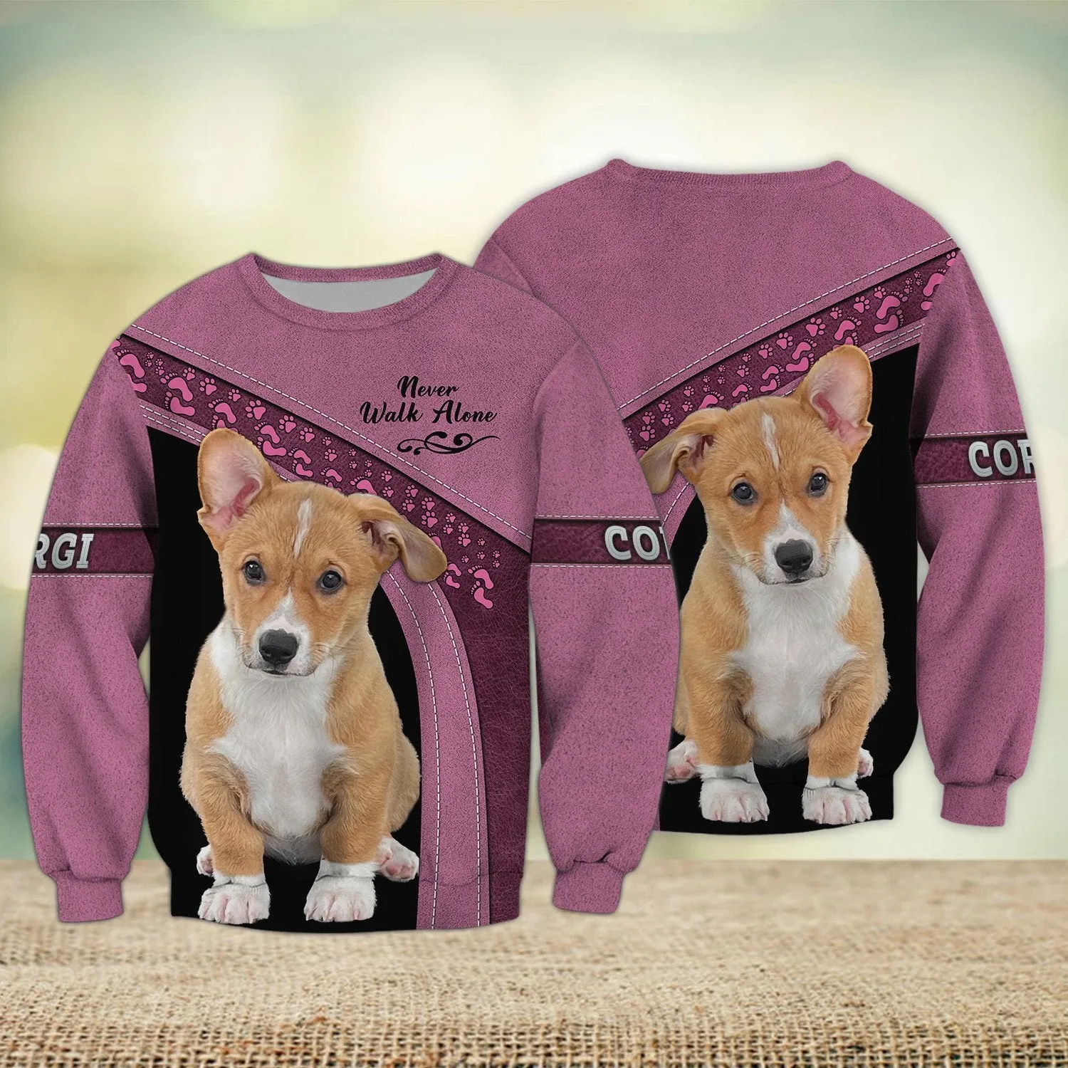 Welsh Corgi Lover Multicolor Option Never Walk Alone 3D Full Print Sweatshirt