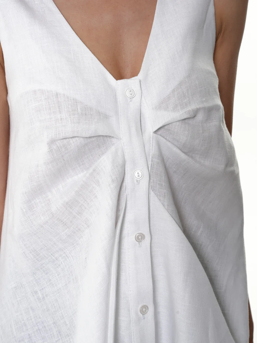 White Linen Top With Buttons