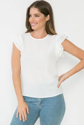 White Simple Frilled Top