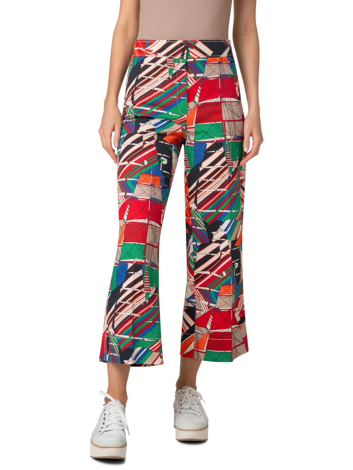 Wide Leg Cotton Denim Pant with Sea Clipper Print