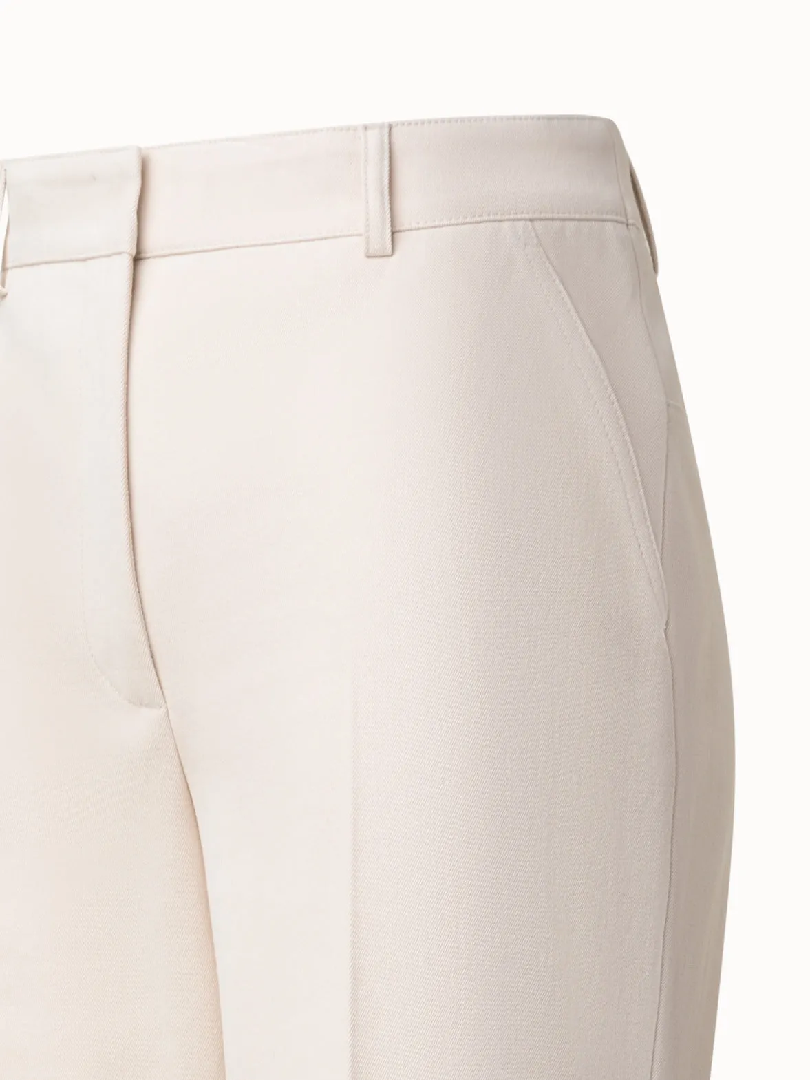 Wide Straight Leg Pants in Cotton Wool Gabardine