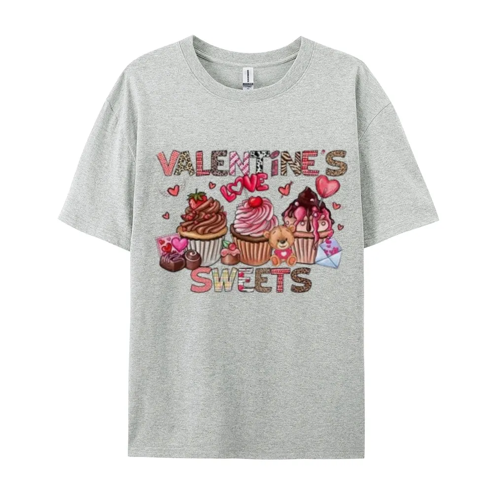 Women Happy Sweet Valentine's Day Print Graphic T-shirt