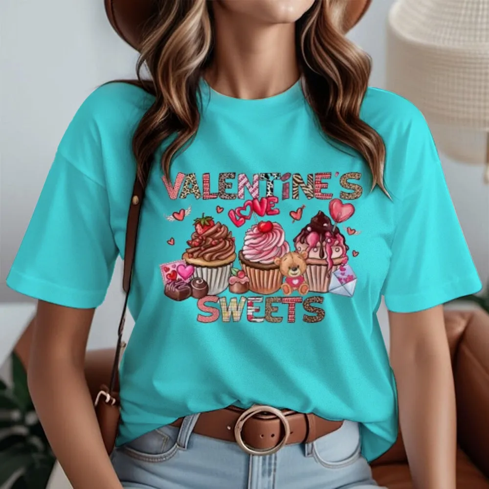 Women Happy Sweet Valentine's Day Print Graphic T-shirt