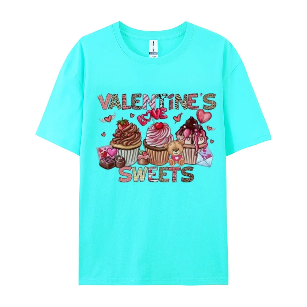 Women Happy Sweet Valentine's Day Print Graphic T-shirt