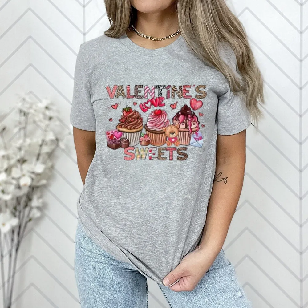 Women Happy Sweet Valentine's Day Print Graphic T-shirt