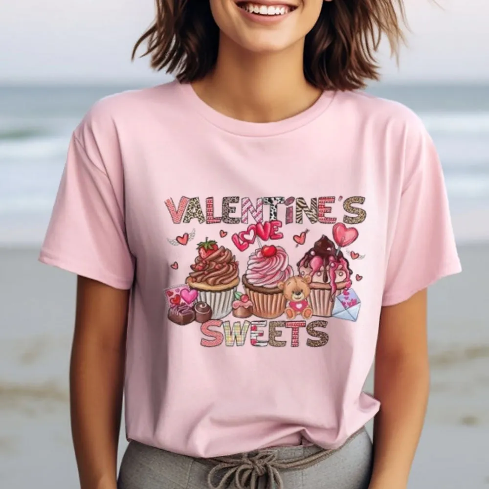 Women Happy Sweet Valentine's Day Print Graphic T-shirt