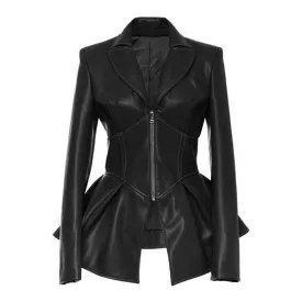 Women Jacket Black Gothic Faux Leather PU Jacket Women Winter Spring Motorcycle Jacket Black Faux Goth Leather Coats