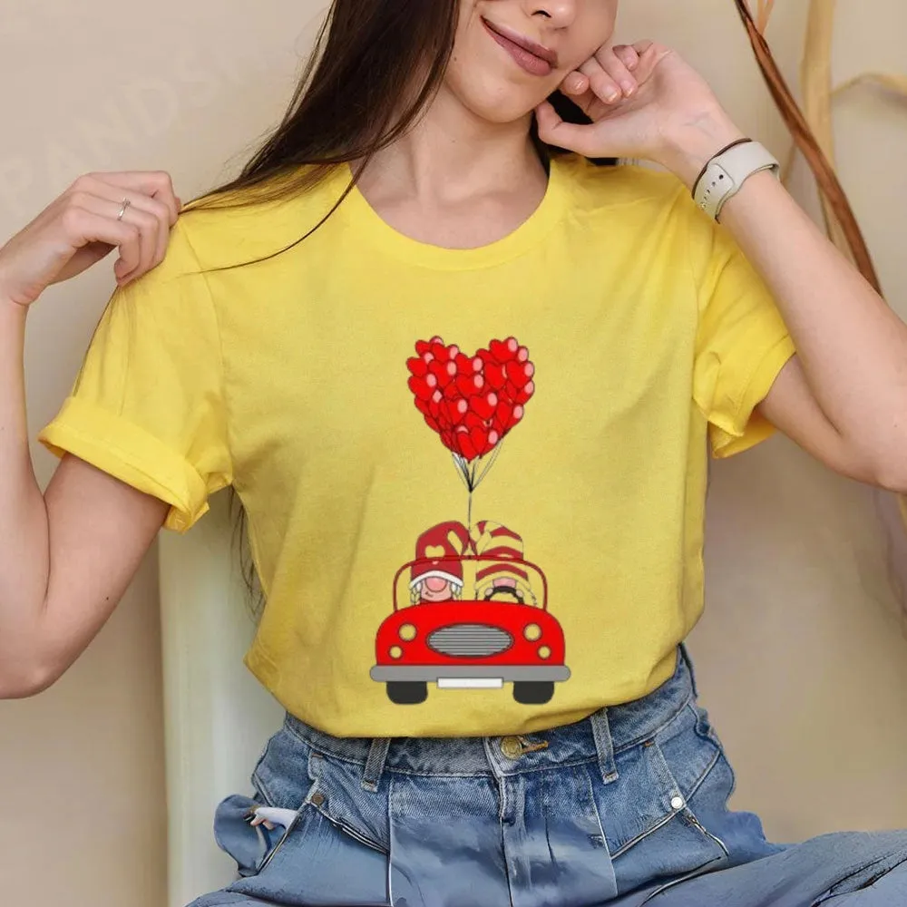 Women Love Red Heart Valentine's Day Print  Graphic T-shirt