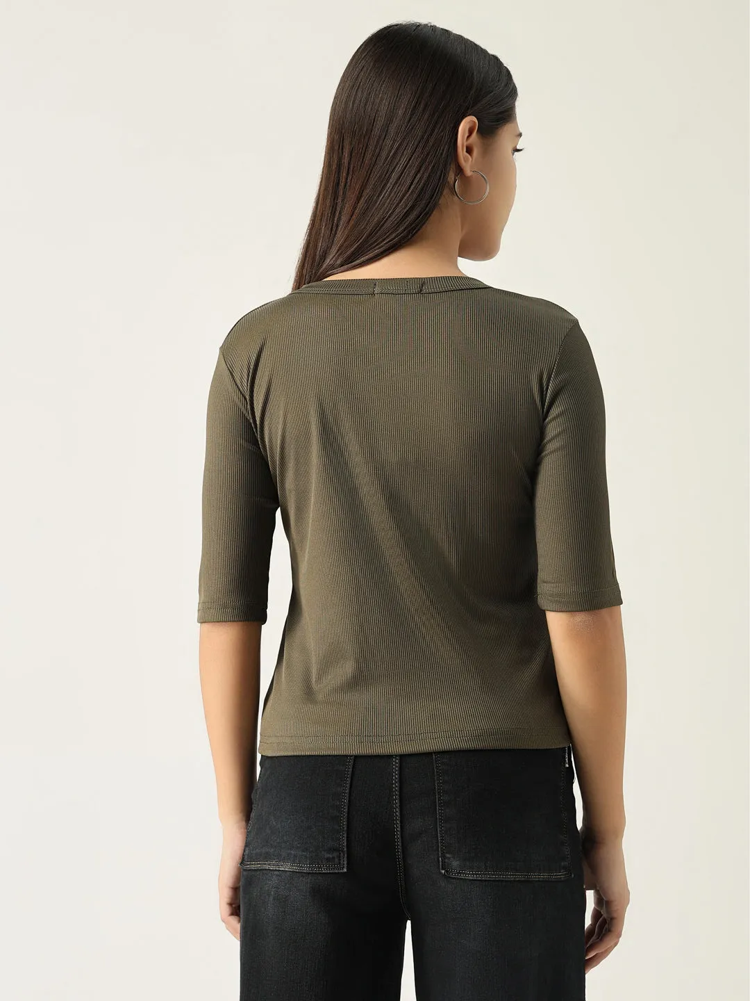 Women Solid Olive T Shirt