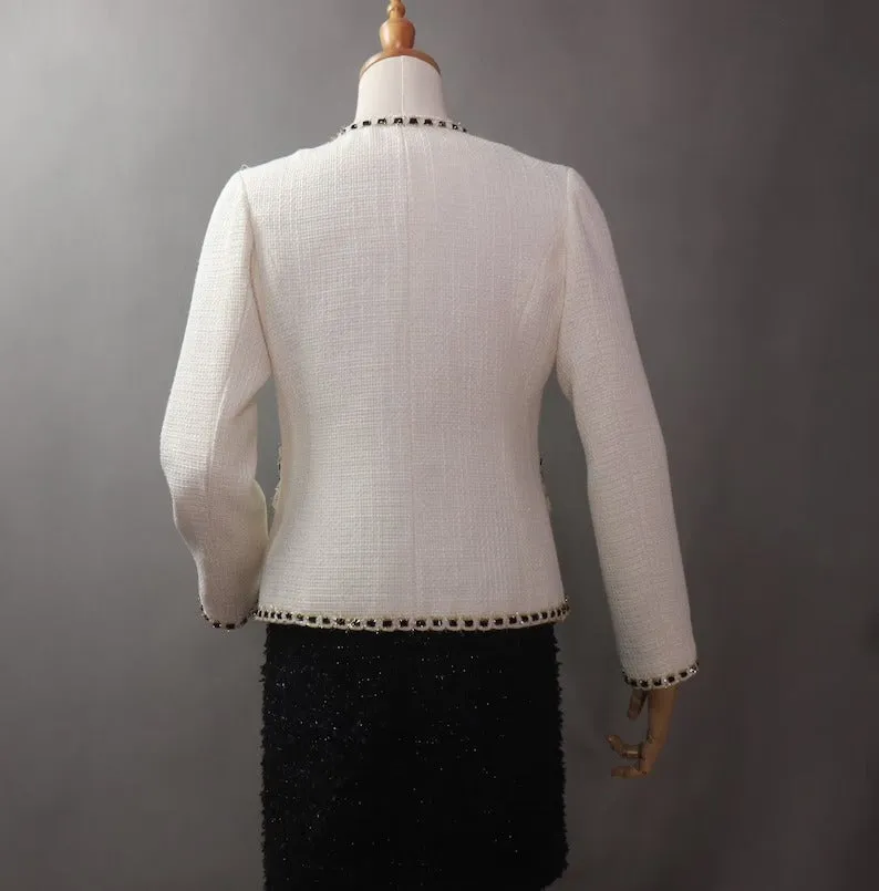 Women's CUSTOM MADE White Tweed Coat Blazer