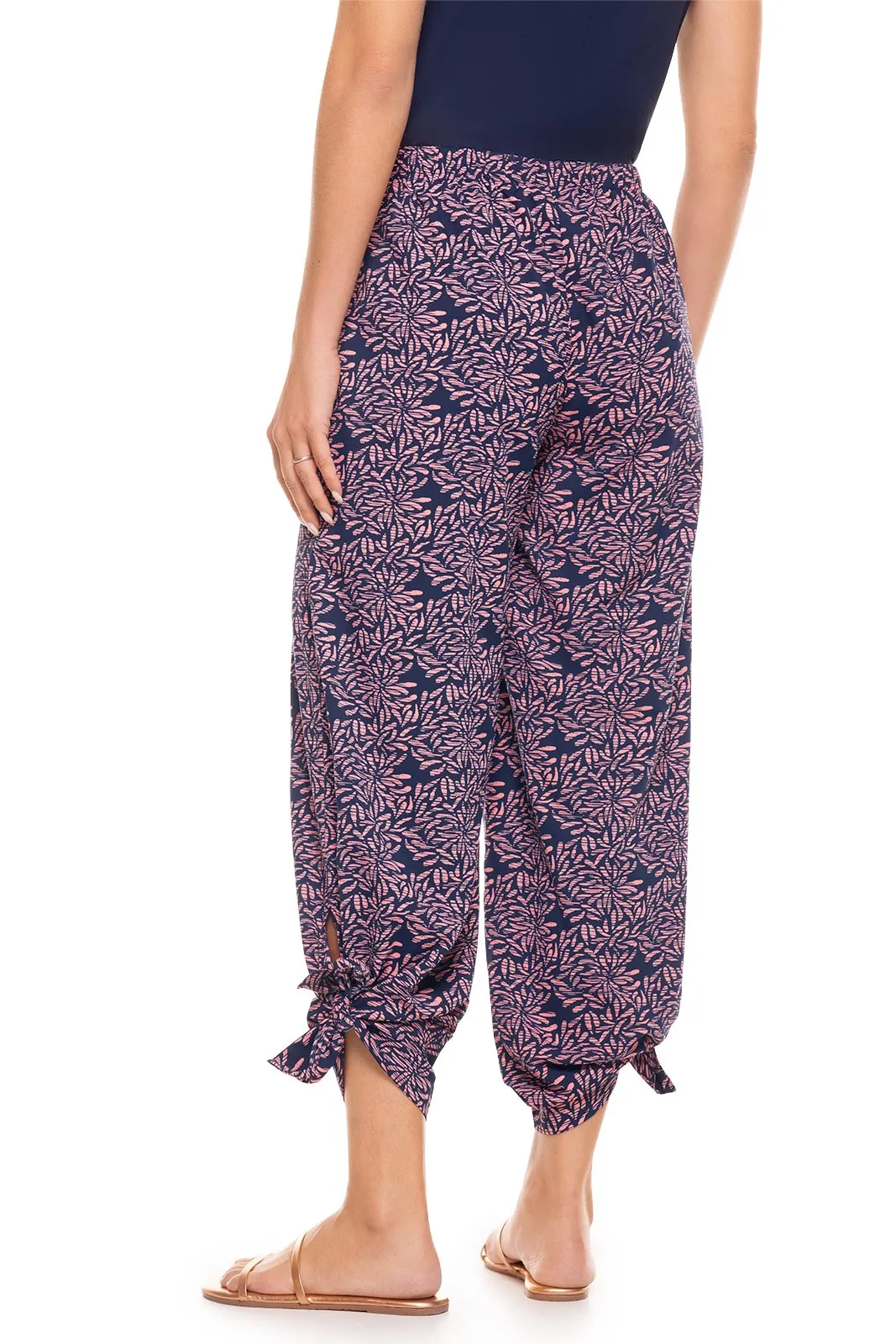 Women's Petra Wide Leg Pants | Peachy Pink Etched Flowers