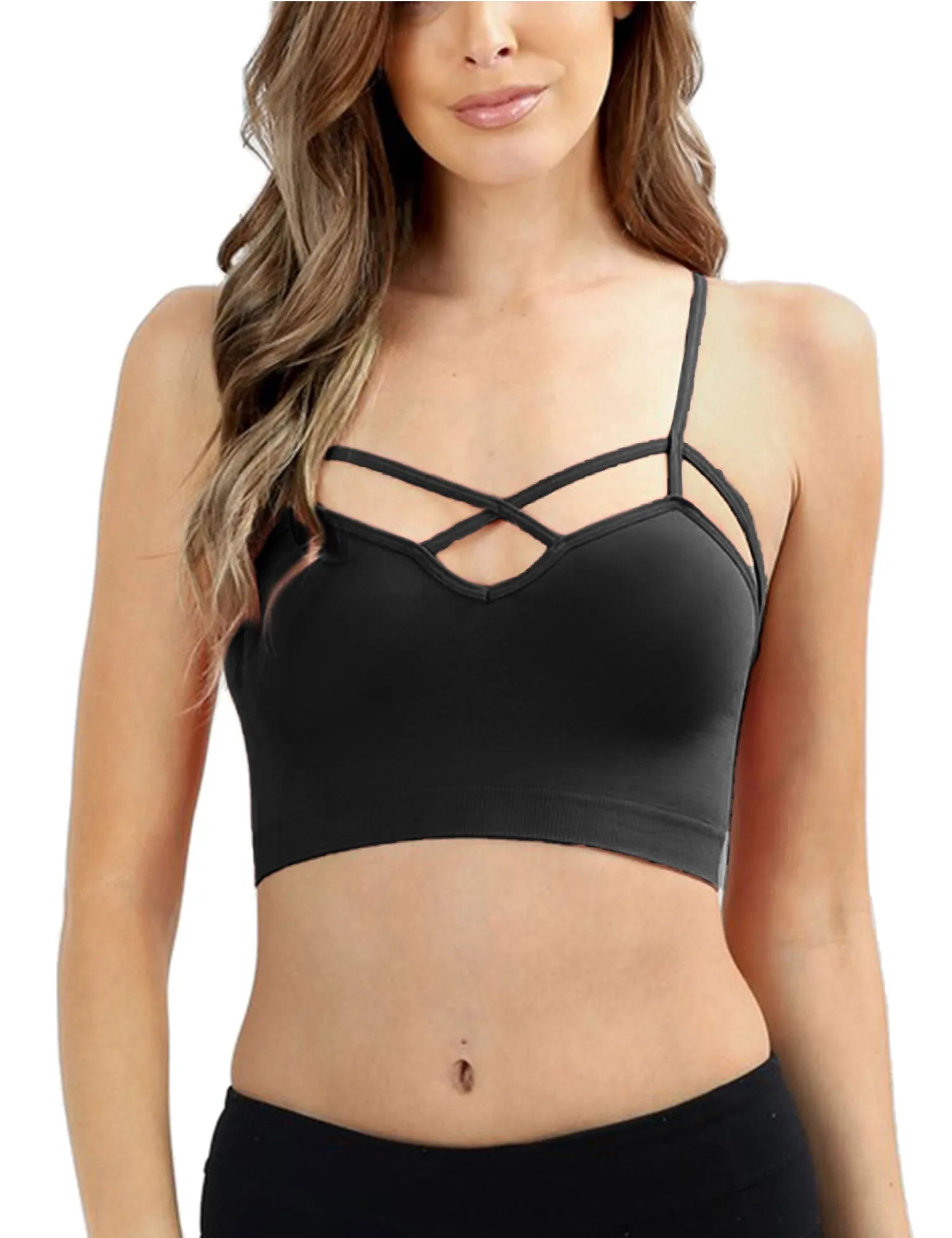 Women's Seamless Front Criss-Cross Strap Sports Bralette