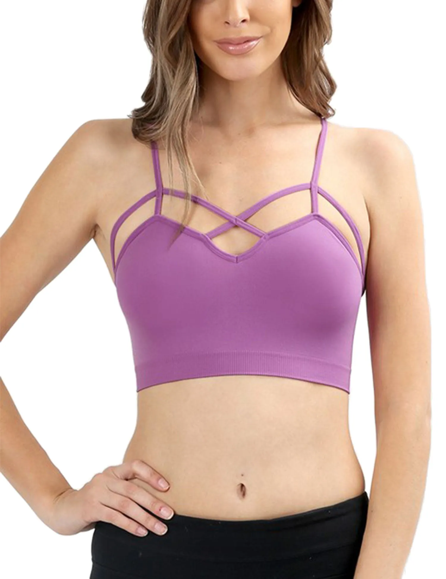 Women's Seamless Front Criss-Cross Strap Sports Bralette