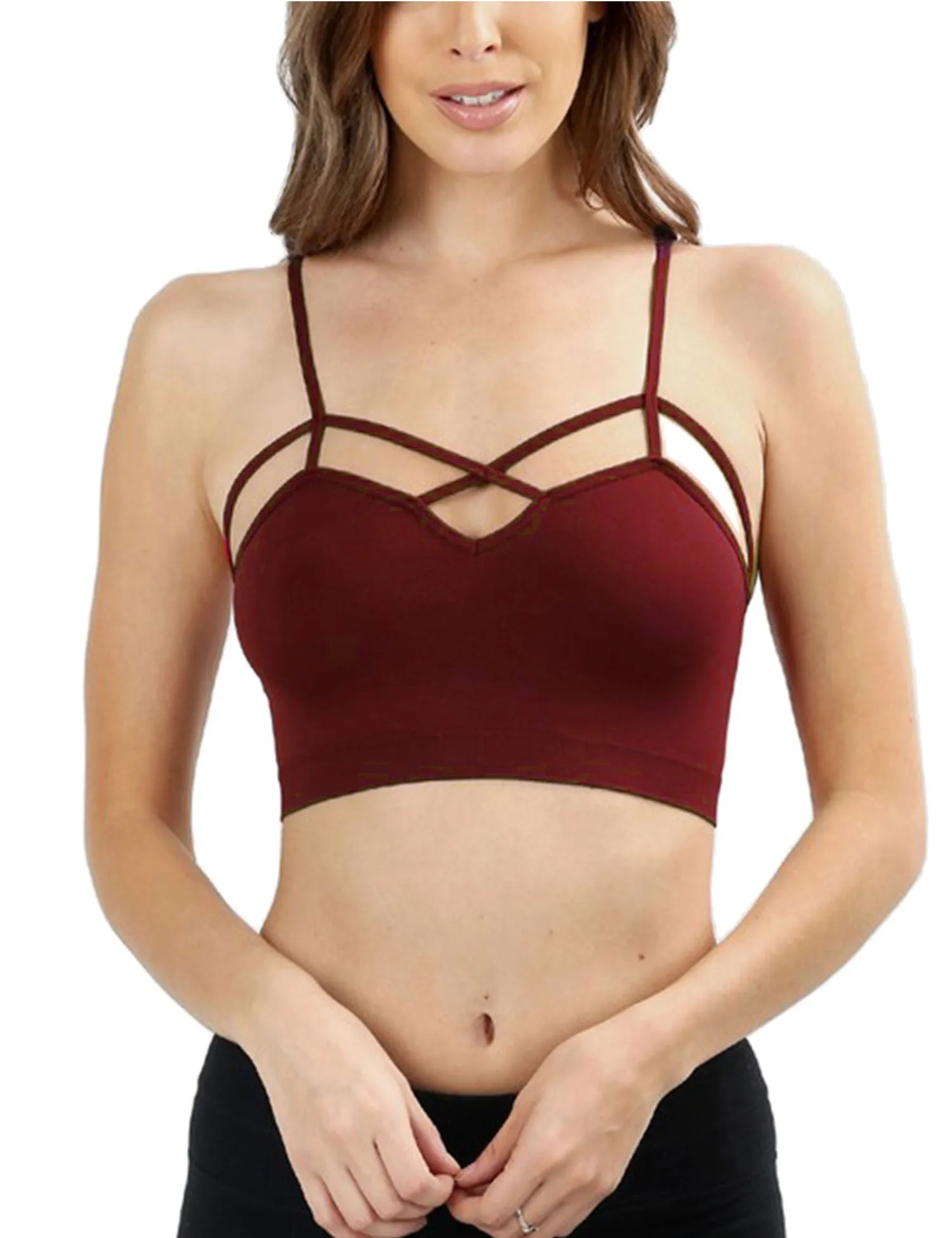 Women's Seamless Front Criss-Cross Strap Sports Bralette