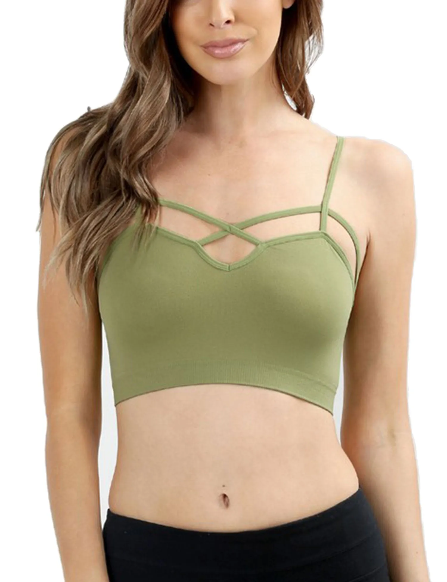 Women's Seamless Front Criss-Cross Strap Sports Bralette