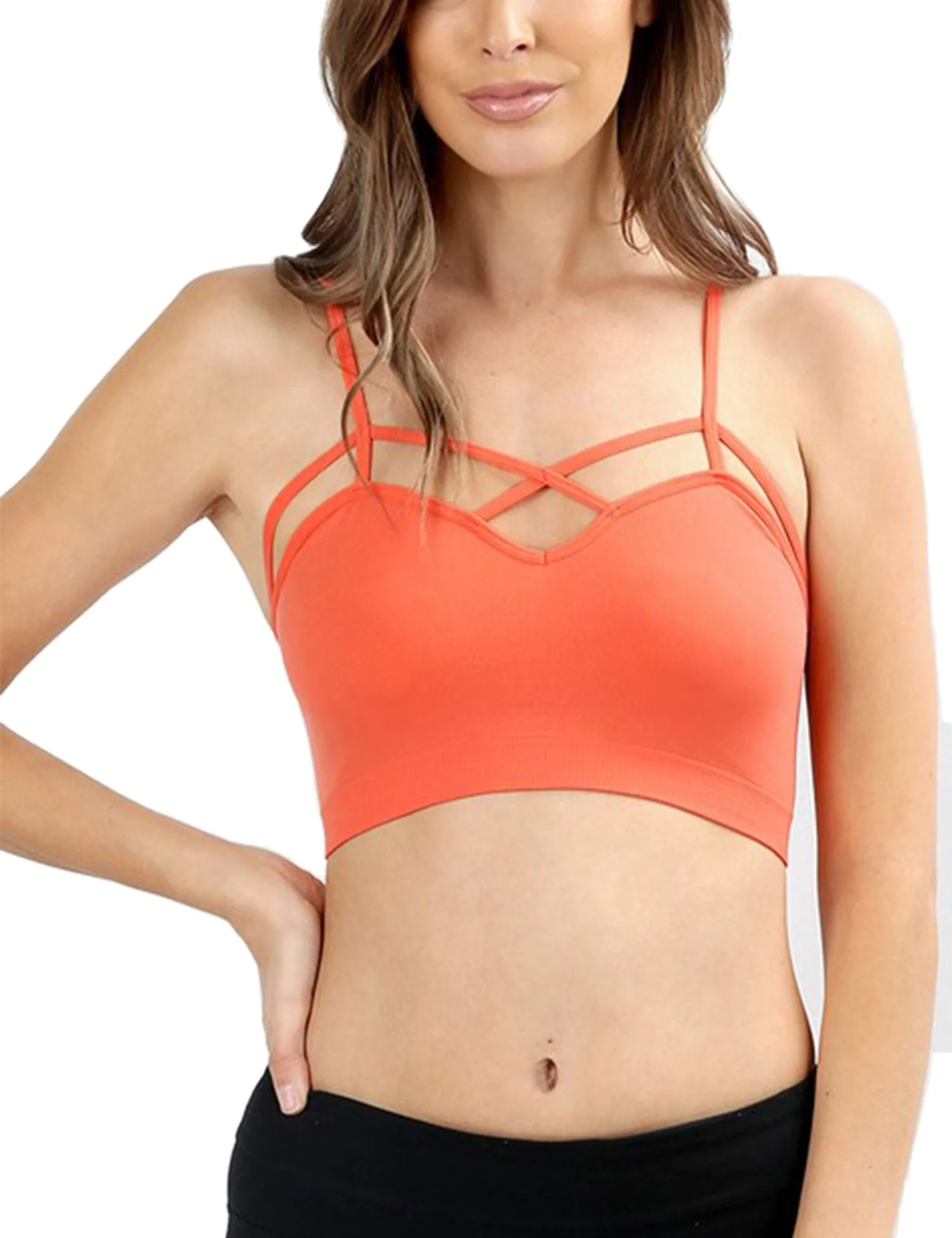 Women's Seamless Front Criss-Cross Strap Sports Bralette