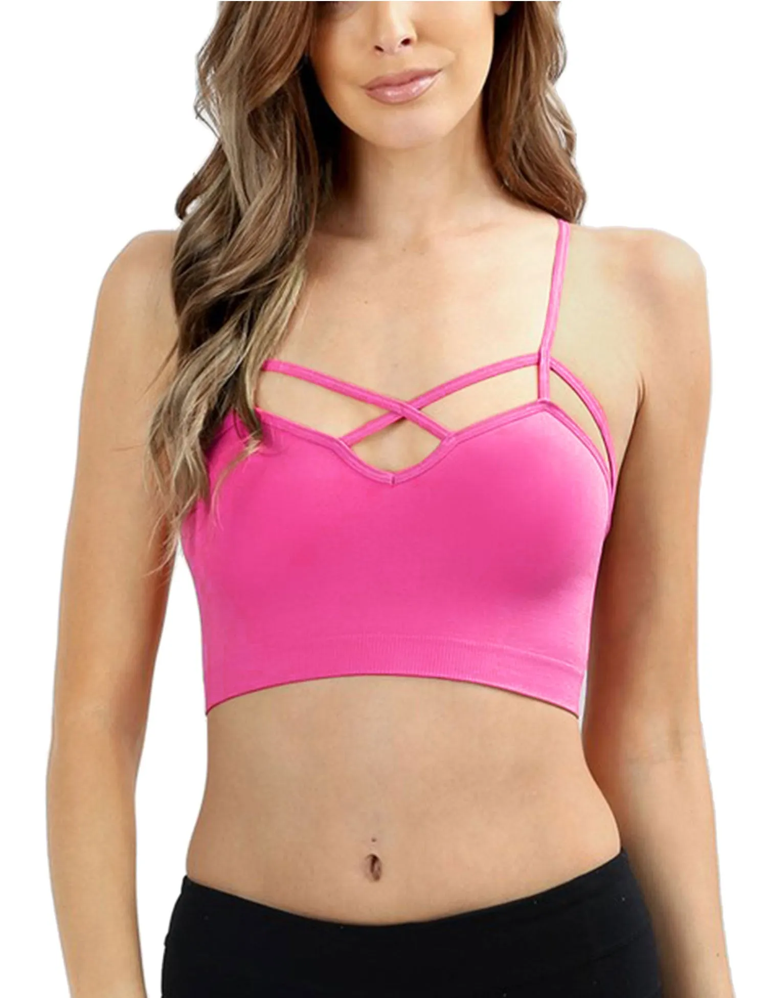 Women's Seamless Front Criss-Cross Strap Sports Bralette