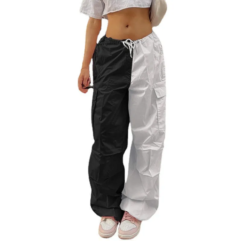 Women's Trousers Large Size Loose Contrast Color Mid Waist